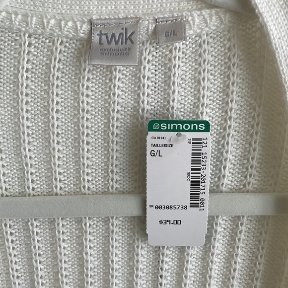 Simon’s White Knit Cardigan - Size Large - Picture 3 of 8